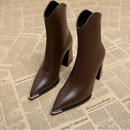 Pointed Toe Women's Ankle Boots Fashion Back Zippers
