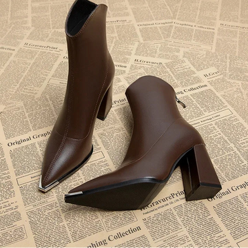 Pointed Toe Women's Ankle Boots Fashion Back Zippers
